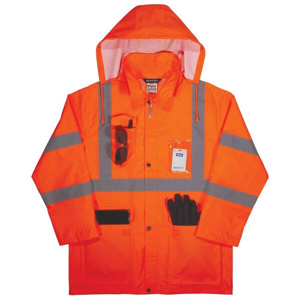 HELLY HANSEN 70129_290-XL Rain Jacket,PVC/Polyester,Orange,XL 