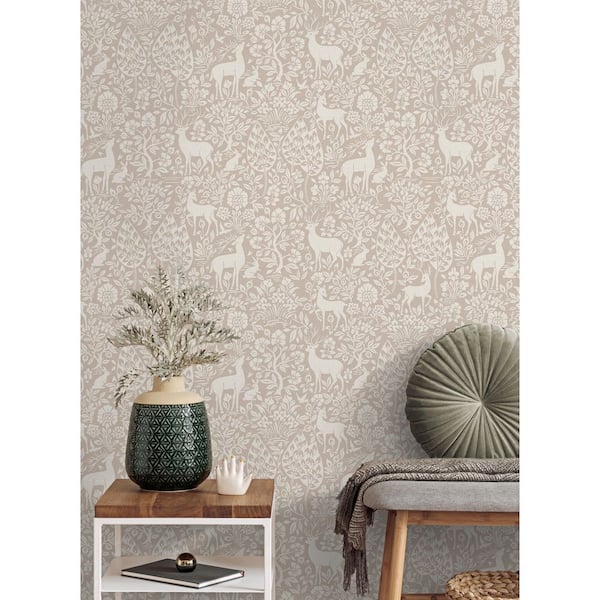 Deer Woods Pink Non-Pasted Wallpaper (Covers 56 sq. ft.)