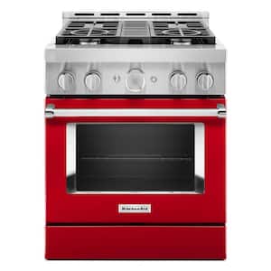 30 in. 4.1 cu. ft. Smart Commercial-Style Gas Range with Self-Cleaning and True Convection in Passion Red