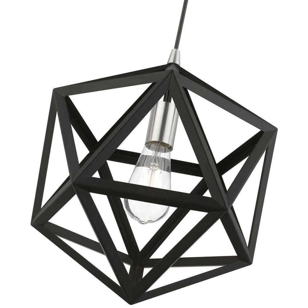 Black and Brushed Nickel Geometric Mini Pendant Light