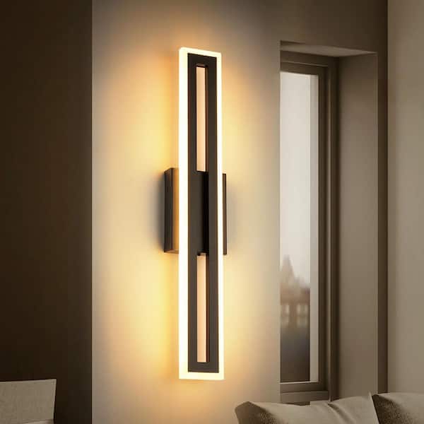 Avers 23.6 in. 1-Light Matte Black Rectangular Linear Dimmable Integrated CCT Selectable LED Vanity Light