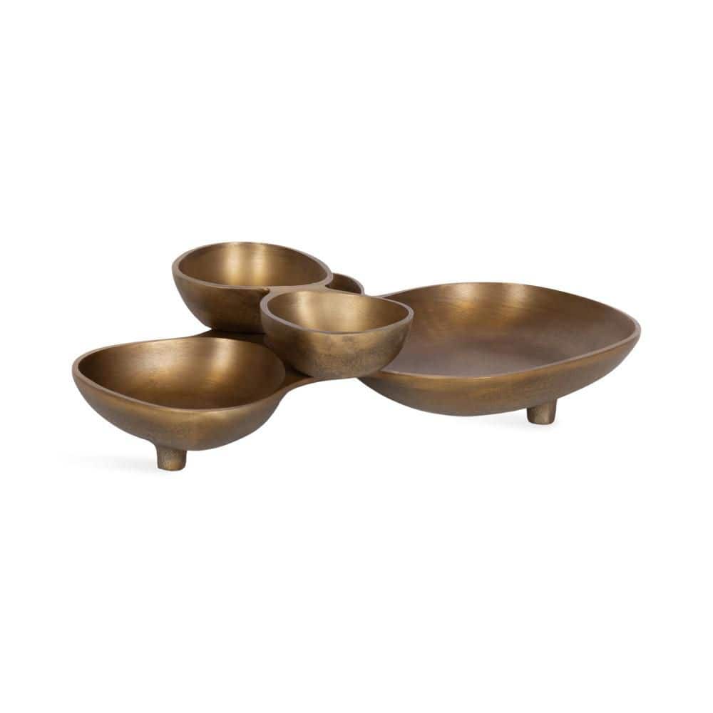 Cluso 14 in. W x 4 in. H x 10 in. D Irregular Gold Metal Decorative Serving Tray price history on PriceWatchPro