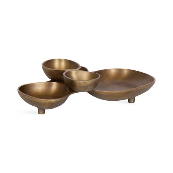 Cluso 14 in. W x 4 in. H x 10 in. D Irregular Gold Metal Decorative Serving Tray