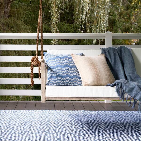Crisscross Handwoven Denim 8 ft. x 10 ft. Outdoor Area Rug