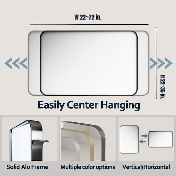 28 in. W x 36 in. H Rectangular Aluminum Framed Wall Bathroom Vanity Mirror in Brushed Nickel