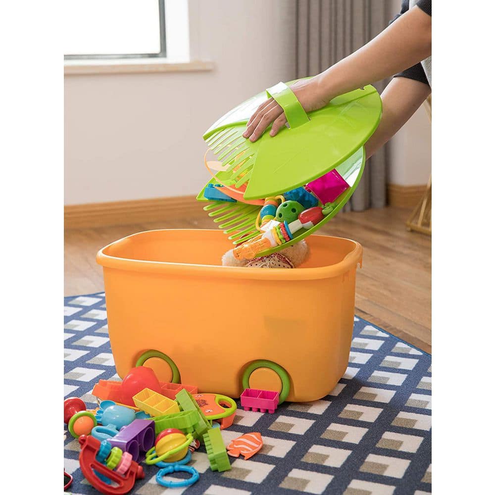 Red Plastic Leaf Scoops for Lawn and Garden Cleanup
