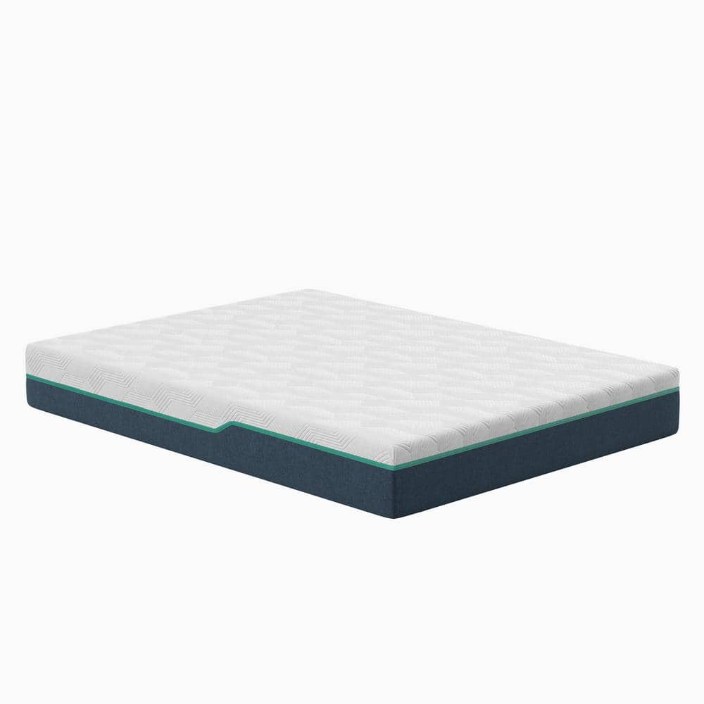 Full White and Blue Gel Memory Foam Mattress with Cooling Air Flow