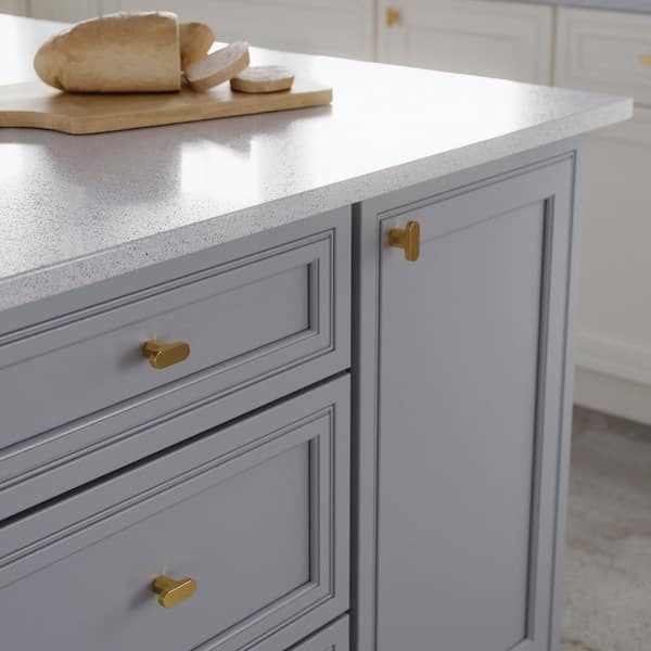 (10-Pack) Scalloped 1-5/8 in. (42 mm) Modern Gold T-Shaped Bar Cabinet Knobs