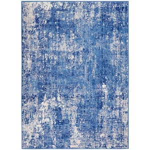Whimsicle Blue Ivory 4 ft. x 6 ft. Abstract Contemporary Area Rug