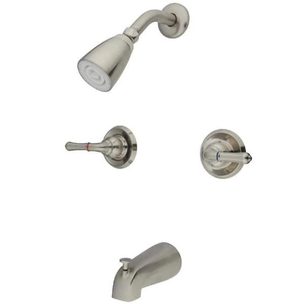 Kingston Brass Magellan 2-Handle 1-Spray Tub and Shower Faucet with Showerhead in Brushed Nickel (Valve Included)