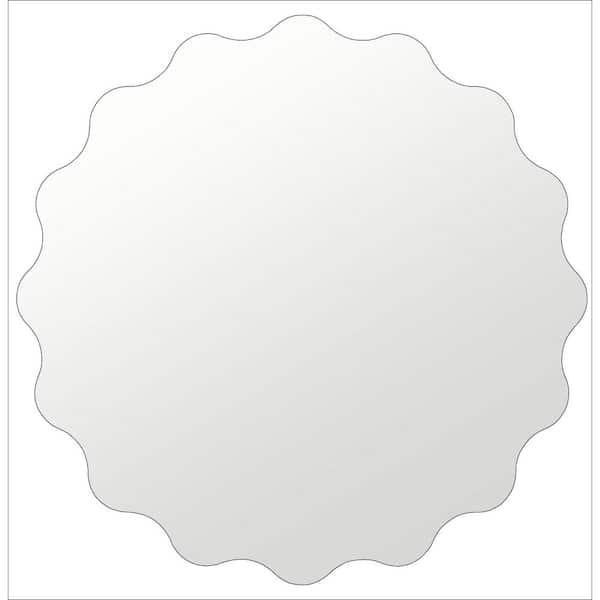 EDGEWOOD 23.2 in. W x 23.2 in. H Wave Frameless Silver Wall Mirror Circular