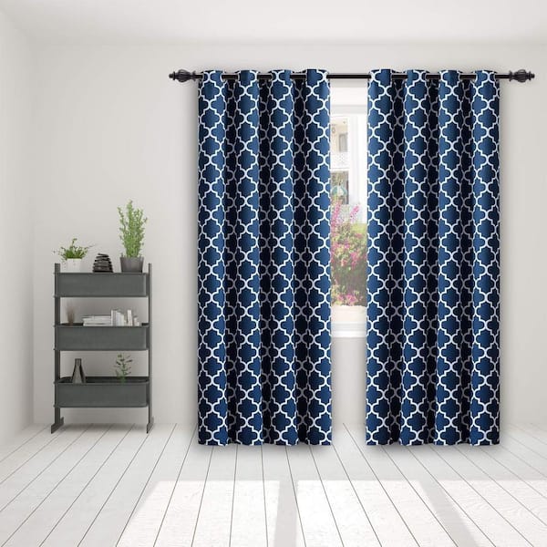 Pro Space Blackout Outdoor Curtain Thermal Insulated Privacy Geometric Double-Sided Printing for Patio Porch 50x120 Inch 1 Panle