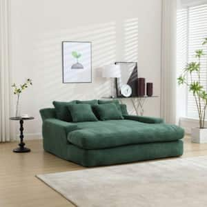 58 in. Emerald Chenille Modern Twin Size Sofa Bed 2-Seersucker Deep Seat Lazy Sleeper Sofa Bed with 5-Back Pillows