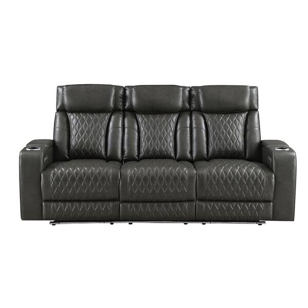 Acme Furniture Birch 84 in. Pillow Top Arm Faux Leather Rectangle