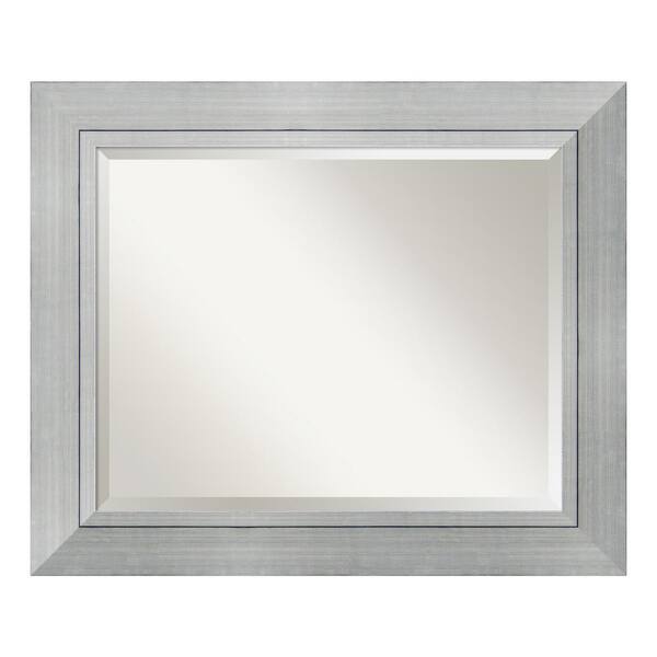 Amanti Art Medium Rectangle Burnished Silver Beveled Glass Modern Mirror (29.25 in. H x 35.25 in. W)