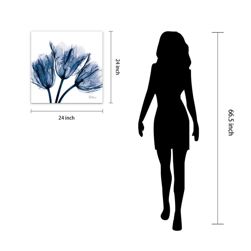 Empire Art Direct Blue Tulip X-Ray Floral Tempered Glass Art Print