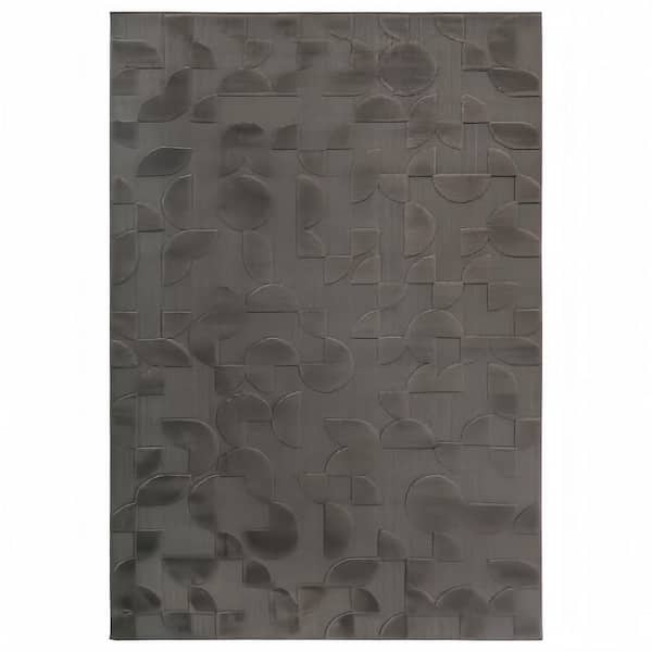 8 ft. x 10 ft. Brown Abstract Washable Scatter/Accent Rug - Bohemian-Style, Non-Shedding Carpet
