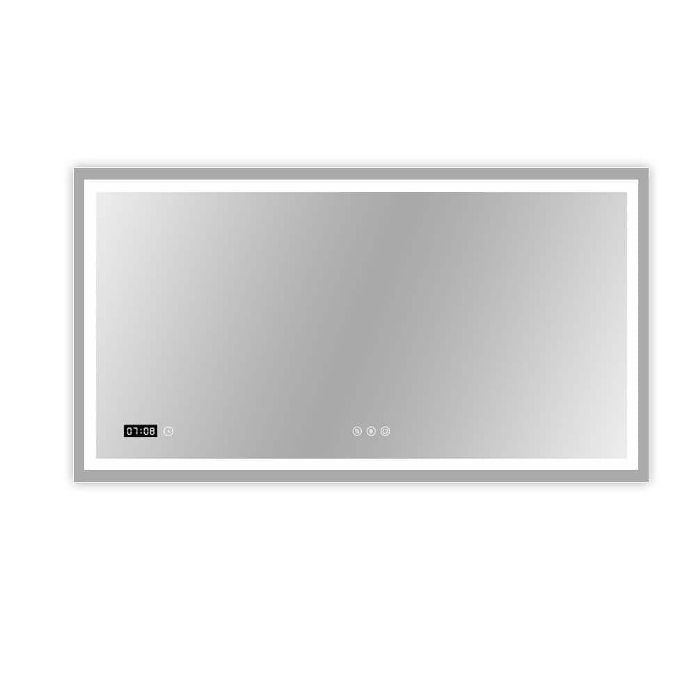 60 in. W x 36 in. H LED Frameless Rectangular White Mirror for Living Room