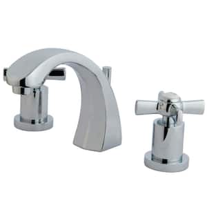 Millennium 8 in. Widespread 2-Handle Bathroom Faucets with Brass Pop-Up in Polished Chrome