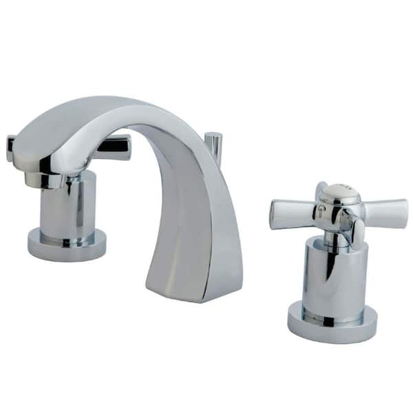 Kingston Brass Millennium 8 in. Widespread 2-Handle Bathroom Faucets with Brass Pop-Up in Polished Chrome