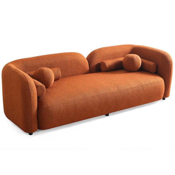 Ashcroft Furniture Co Bodur 93 in. Round Arm 3-Seater Sofa in Orange