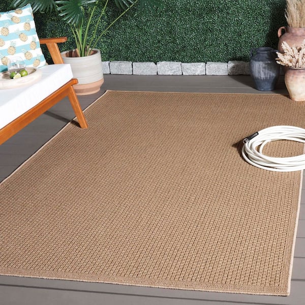 Atrium Sisal Beige 9 ft. x 12 ft. Geometric Solid Indoor/Outdoor Area Rug