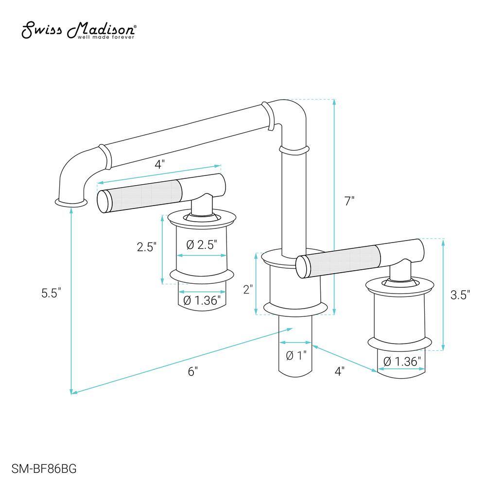 Avallon Brushed Gold 8-inch Widespread Sleek Handle Bathroom Faucet