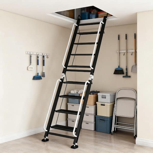 Justincity 8 Step Foldable Aluminum Loft Ladder with Adjustable