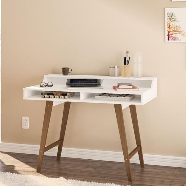 Polifurniture 44 in. Rectangular White Writing Desk