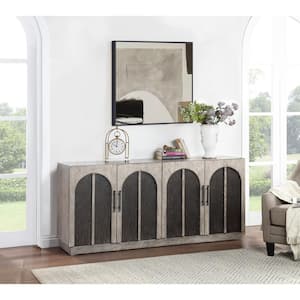 Edgecomb Weathered Grey Wood Top 70 in. Credenza with 4-Doors Fits TV's up to 65 in.