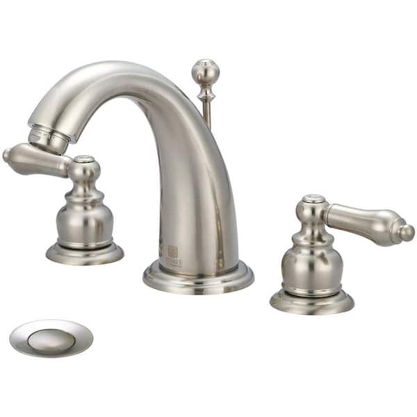 Pioneer Faucets Brentwood 8 in. Widespread 2-Handle Bathroom Faucet with Drain in Brushed Nickel