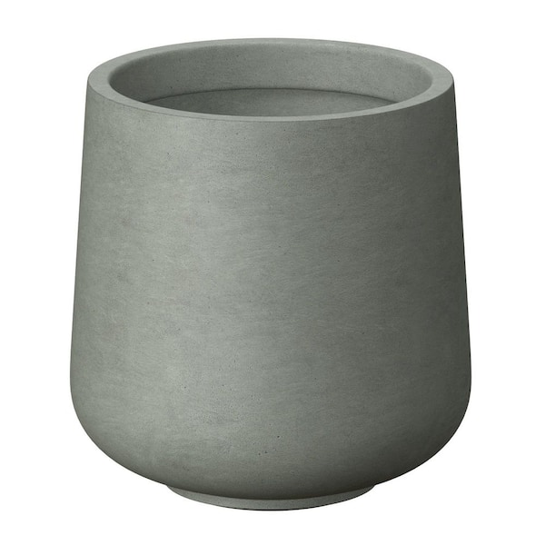 17 in. Large Sage Gray Concrete Round Planter / Pot with Drainage Holes