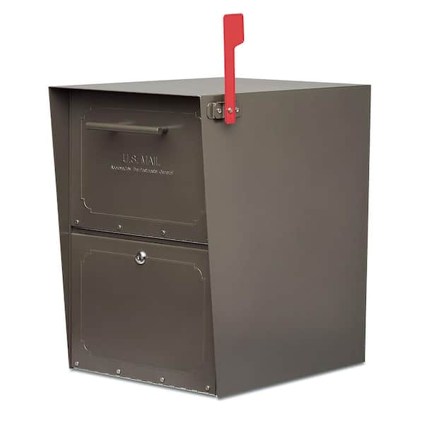 Architectural Mailboxes Oasis Graphite Bronze, Extra Large, Steel, Locking, Post Mount or Column Mount Mailbox with Outgoing Mail Indicator