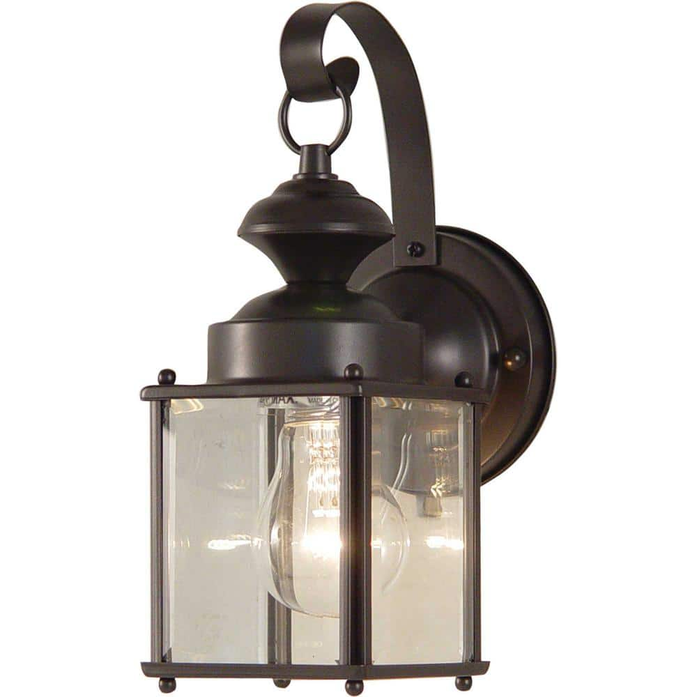 Antique Bronze Hardwired Outdoor Coach Light Sconce with Clear Beveled Glass Shade -  Volume Lighting, V9271-79