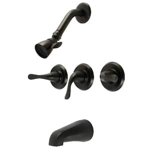 Yosemite Triple Handle 1-Spray Tub and Shower Faucet 2 GPM in. Matte Black (Valve Included)
