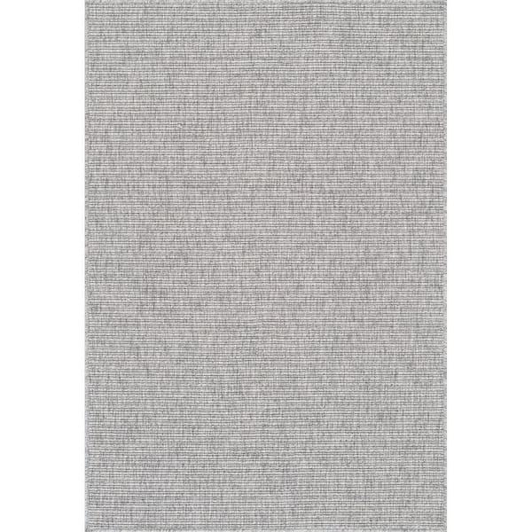 Beverly Rug Royal Easy Jute Grey 8 ft. x 10 ft. Solid Indoor Outdoor Area Rug