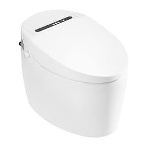 Height Intelligent Toilet Bidet in White with Auto Open & Close & Flush, Heated Seat and Remote, Foot Sensor Flush