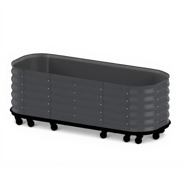94.5 in. x 23.6 in. x 19.7 in. Galvanized Steel Self-Watering Raised Garden Bed in Gray with Water Reservoir and Wheels