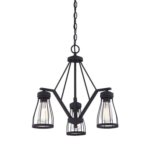 Designers Fountain Brooklyn 3-Light Bronze Chandelier with Cage Shade For Dining Rooms