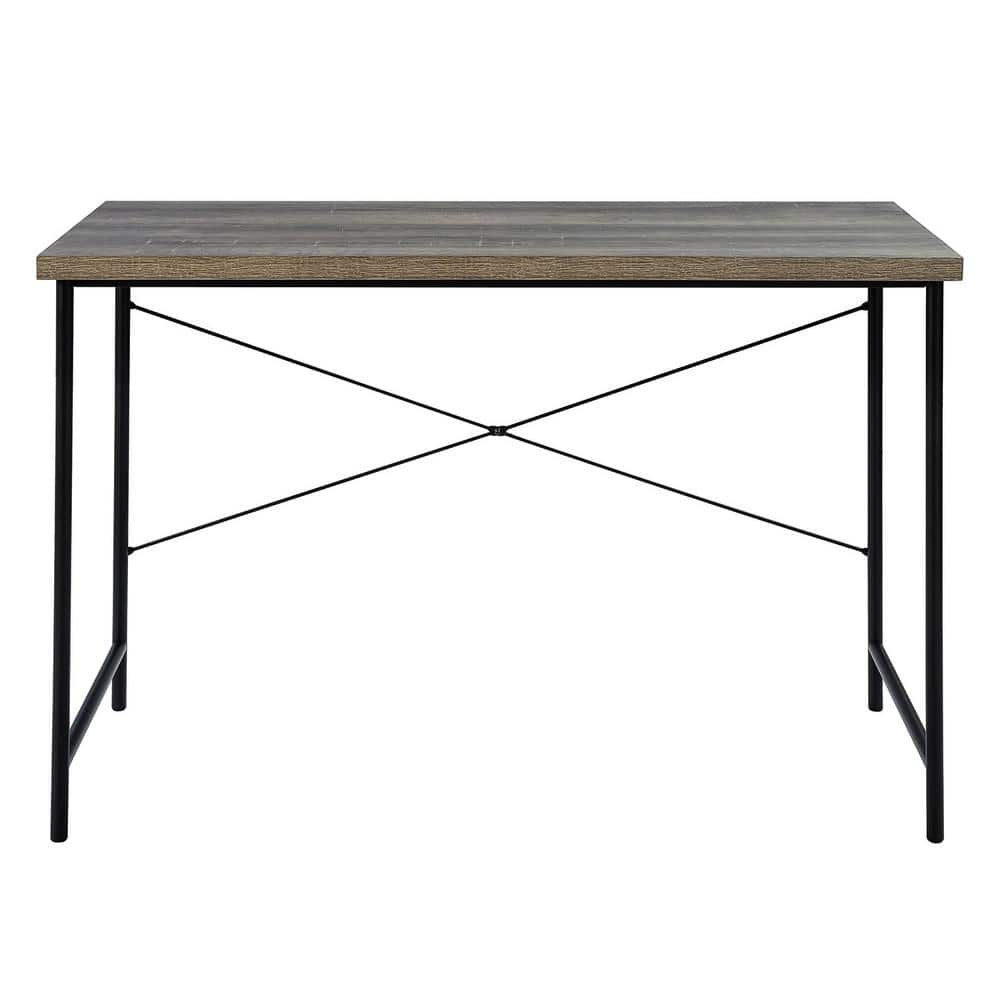 JAYDEN CREATION Dinah 47.24 in. W Brown Writing Desk with Black Base ...