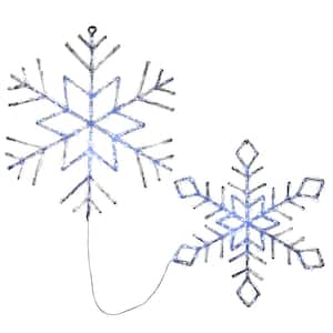 20 in. and 24 in. Ice Crystal Snowflake with White LED Light (Set of 2)