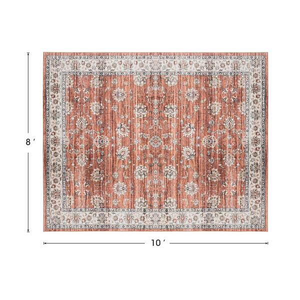 Glitzhome 8ft. x 10ft. Oriental Red/ Ivory Area Rugs GJ2041200007