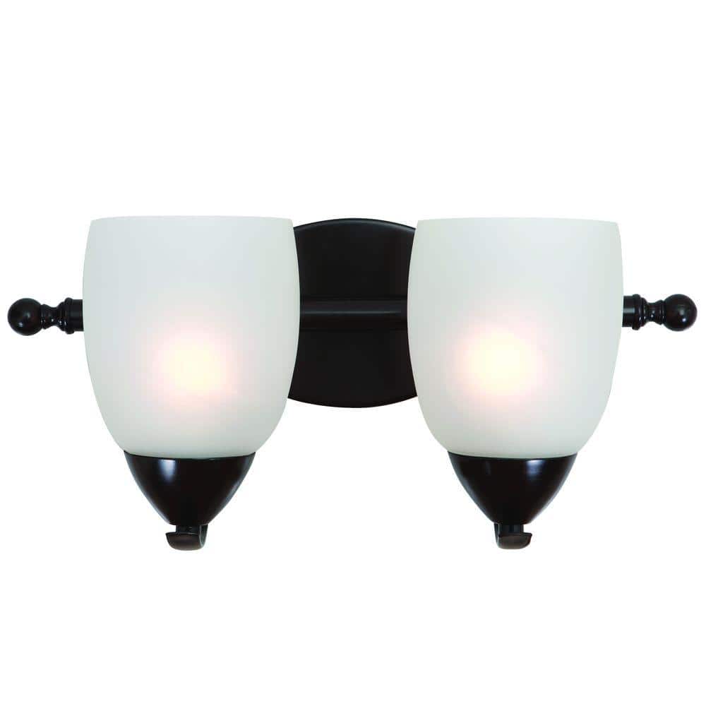 UPC 845805044121 product image for Mirror Lake 2-Light Oil Rubbed Bronze Bathroom Vanity Light with White Etched Gl | upcitemdb.com