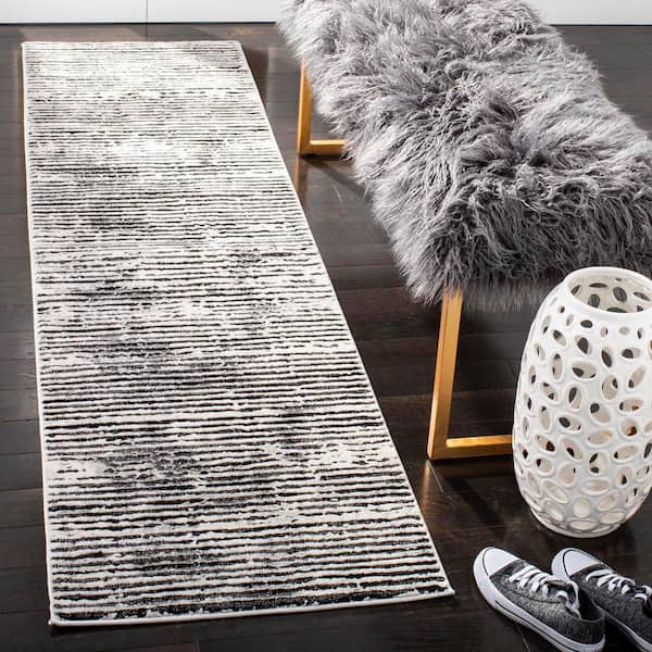 Lurex Black/Gray 2 ft. x 8 ft. Striped Runner Rug
