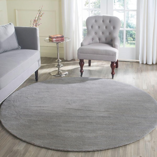 Himalaya Grey 8 ft. x 8 ft. Round Solid Area Rug