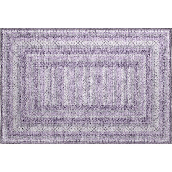Mayfield Premium Machine Washable Abstract AMF2011 Lavender 2 ft. x 3 ft. Accent Rug