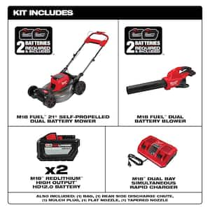 M18 FUEL Brushless Cordless 21 in. Walk Behind Self-Propelled Mower with (2) 12Ah Battery, Charger & Dual Battery Blower