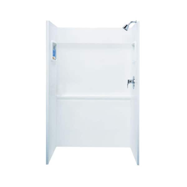 34 in. x 48 in. x 72 in. 3-Piece Direct-to-Stud Alcove Shower Surround in White