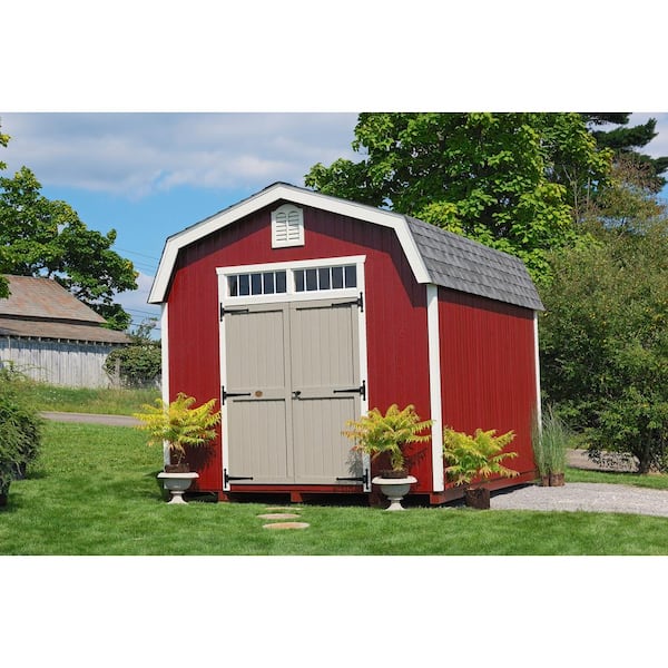 Little Cottage Co. Colonial Woodbury 10 ft. x 12 ft. Wood Storage Building DIY Kit with 6 ft. Sidewalls with Floor, Brown