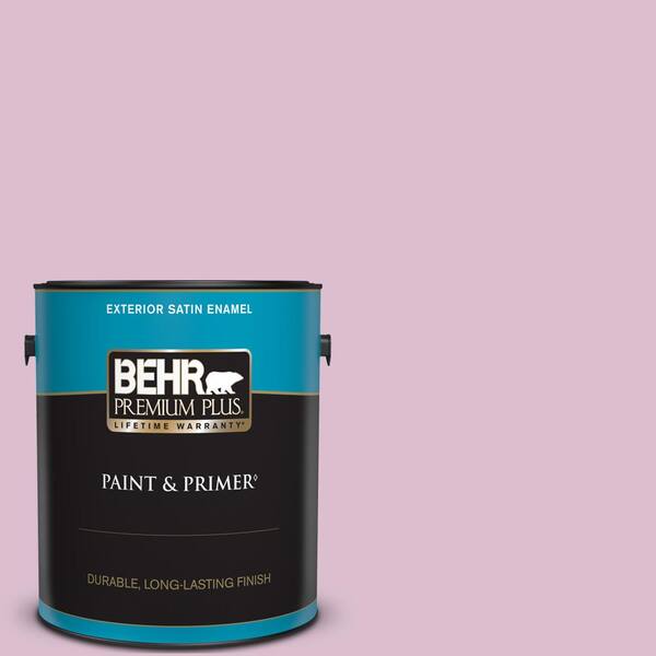 BEHR PREMIUM PLUS 1 gal. #690C-3 Delicate Bloom Satin Enamel Exterior Paint & Primer